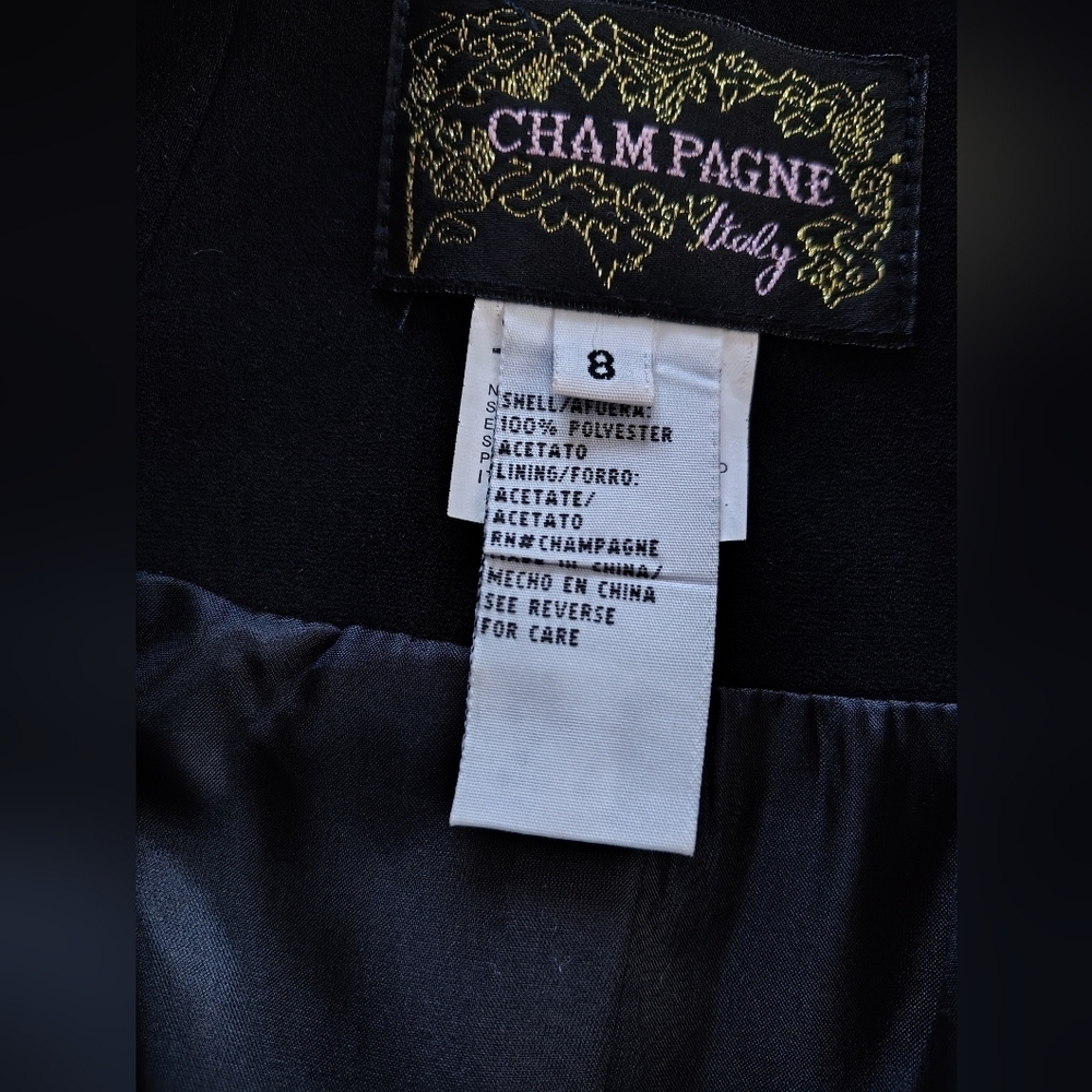Champagne Black Women's Blazer with Crystal Button Size 8 - Picture 6 of 7